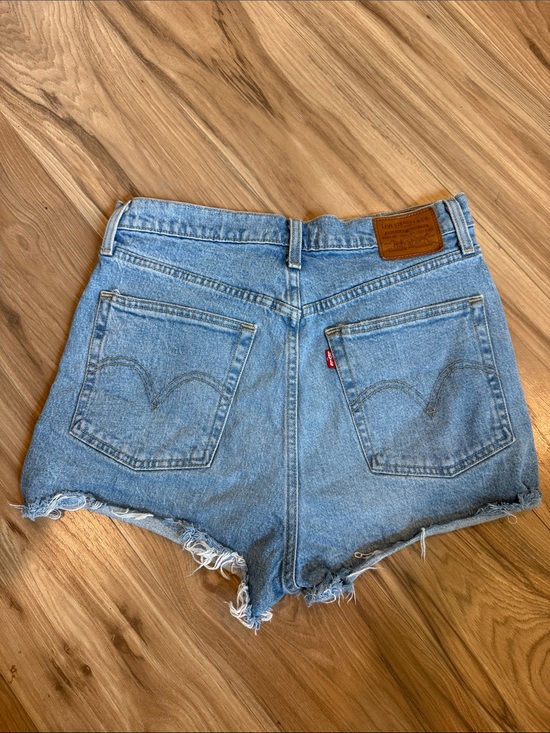 Levi's Pants - Levi's Women's Light Blue High-Rise ribcage Denim Shorts raw hem
